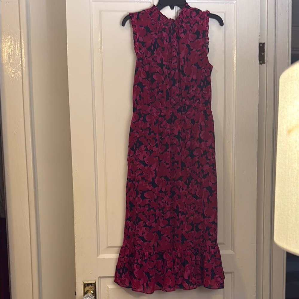 J. Crew Factory Red and Black Ruffled Sheath Dress - Picture 2 of 11